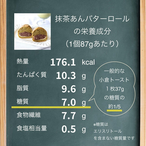 抹茶あんバターロール 糖質7.0g ロカボダイエットのお供に欠かせない菓子パン フスボン 
