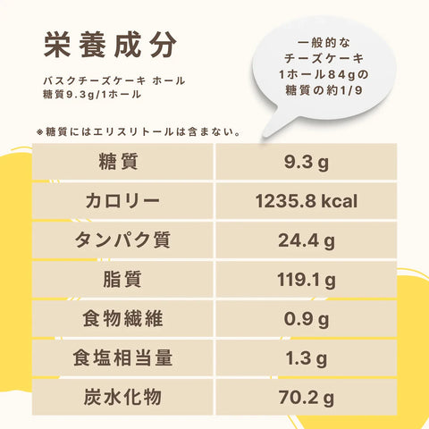 [包括運費和聖誕套餐] 巴斯克起司蛋糕全碳水化合物 9.3g/1 個