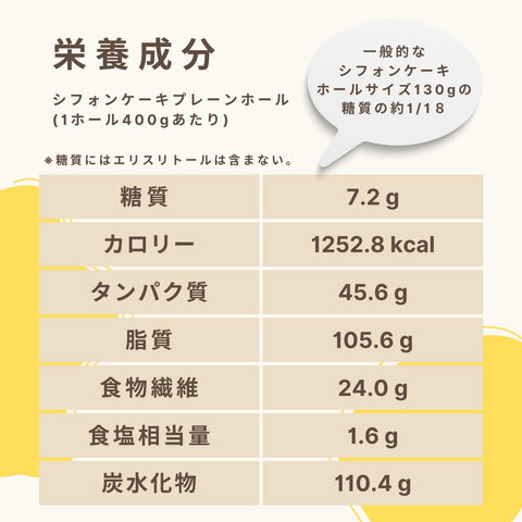 戚風蛋糕 原味 整體 碳水化合物 7.2g/1 整體