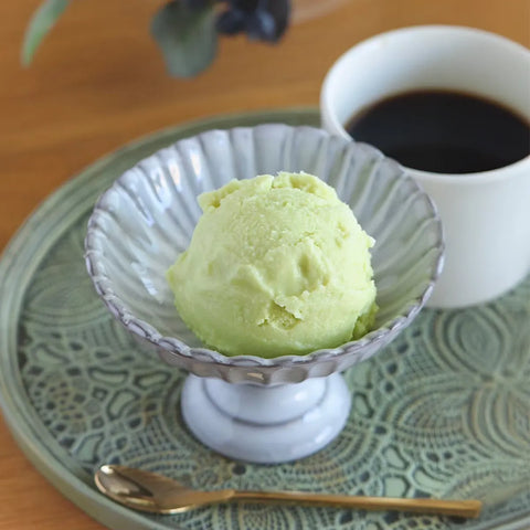 低糖質なメロンアイスクリームのあるコーヒータイム