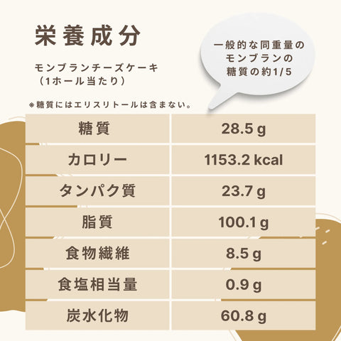 モンブランチーズケーキ 糖質28.5g/ホール