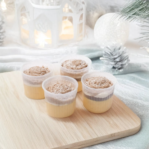 低糖質なモンブランプリンが4つ並んでいる