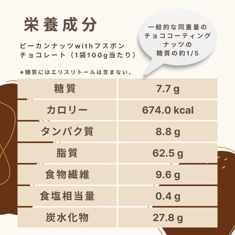 山核桃仁 Fusubone 巧克力碳水化合物 7.7 克