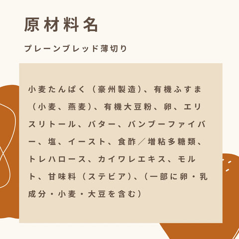 低糖質なサンドイッチ用食パンの原材料名