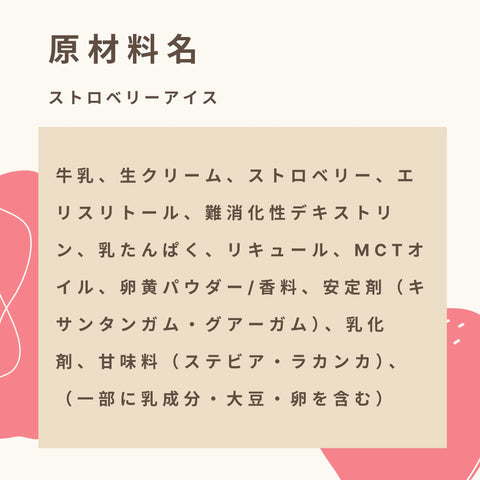 低糖質なストロベリーアイスクリームの原材料名